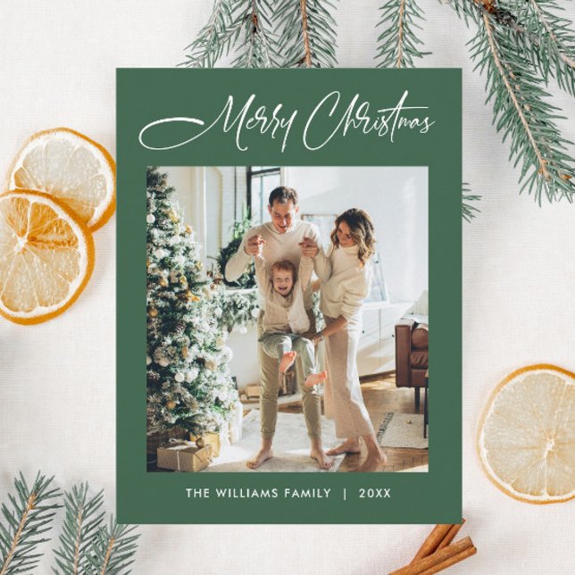 Elegantes Minimalistisches Weihnachten Ein Foto Gr Postkarte (Von Creator hochgeladen)