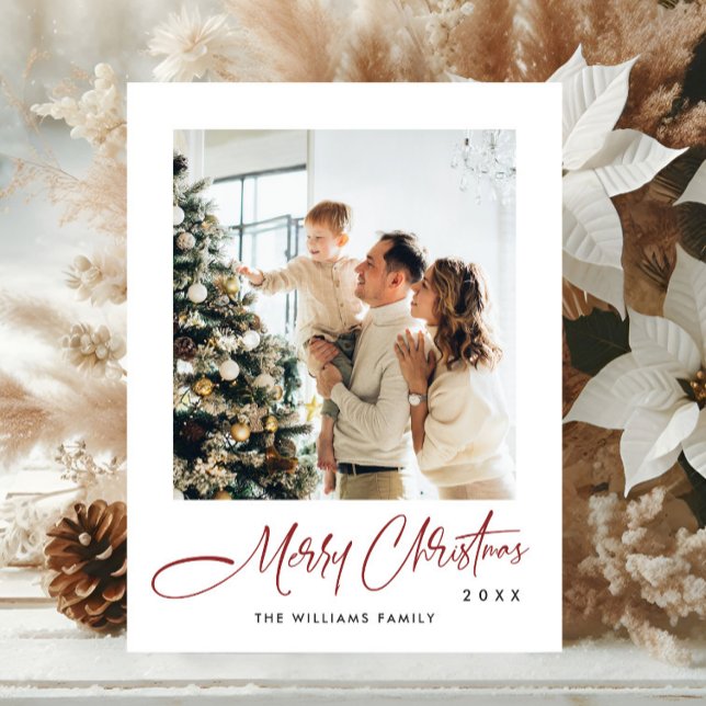 Elegantes Minimalistisches Weihnachten Ein Foto Gr Postkarte (Von Creator hochgeladen)