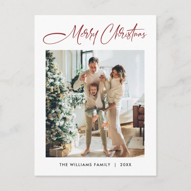 Elegantes Minimalistisches Weihnachten Ein Foto Gr Postkarte (Vorderseite)