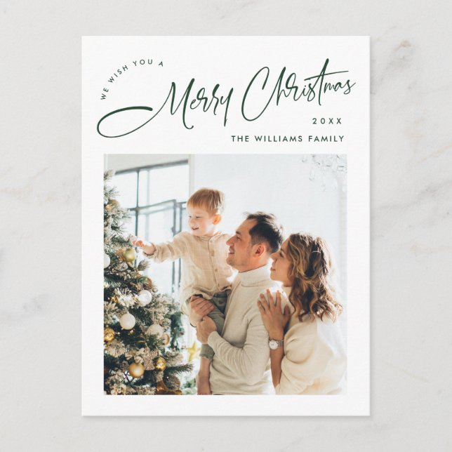 Elegantes Minimalistisches Weihnachts-Foto Gruß Postkarte (Vorderseite)