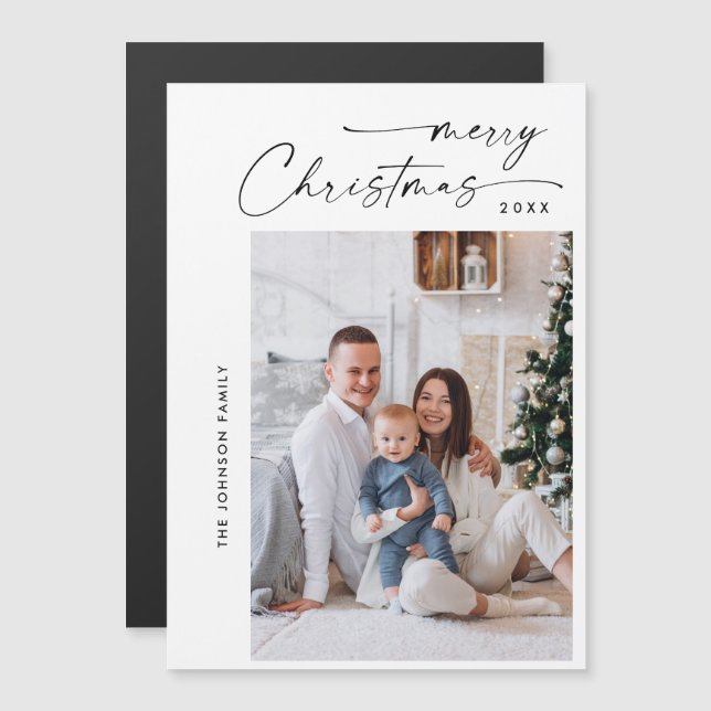 Elegantes Minimalistisches Weihnachts-FOTO Magnetk Magnetkarte (Vorne/Hinten)