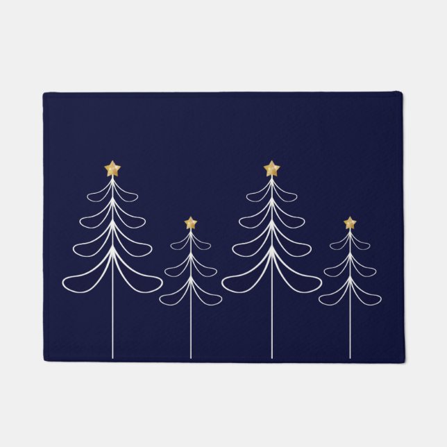 Elegantes minimalistisches Weihnachtsbaumdesign bl Fußmatte (Vorderseite)