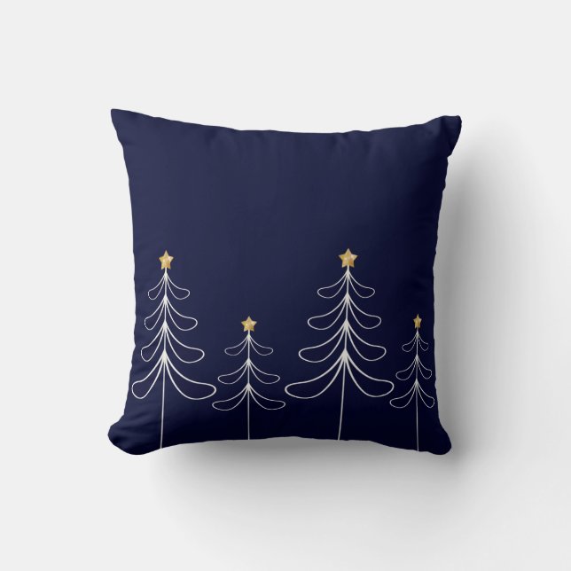 Elegantes minimalistisches Weihnachtsbaumdesign bl Kissen (Vorderseite)