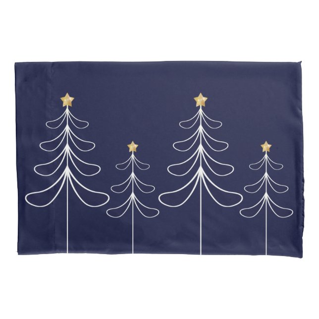 Elegantes minimalistisches Weihnachtsbaumdesign bl Kissenbezug (Vorderseite)