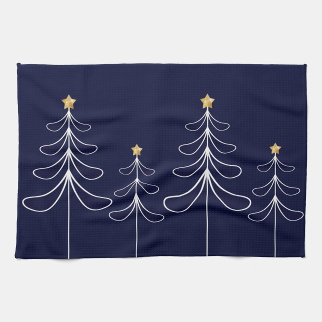 Elegantes minimalistisches Weihnachtsbaumdesign bl Küchentuch (Horizontal)