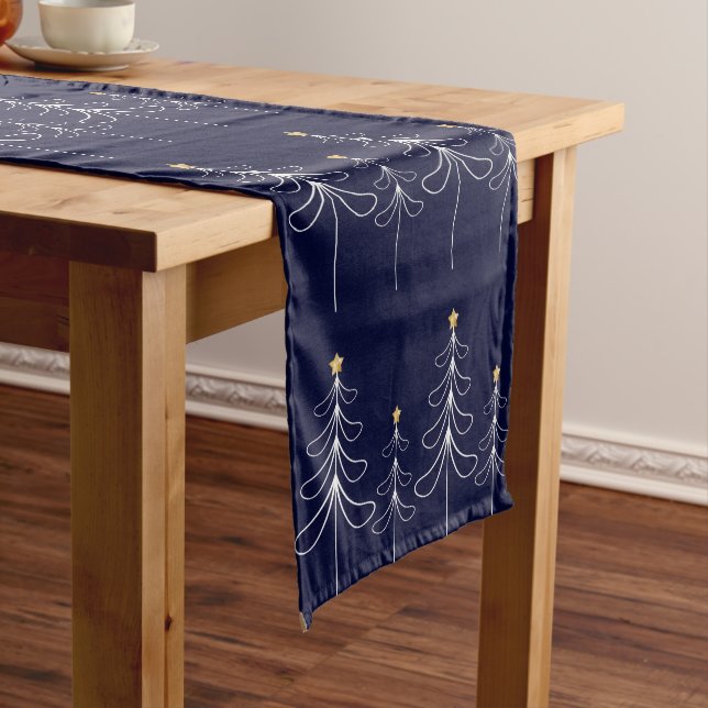 Elegantes minimalistisches Weihnachtsbaumdesign bl Kurzer Tischläufer (Beispiel)