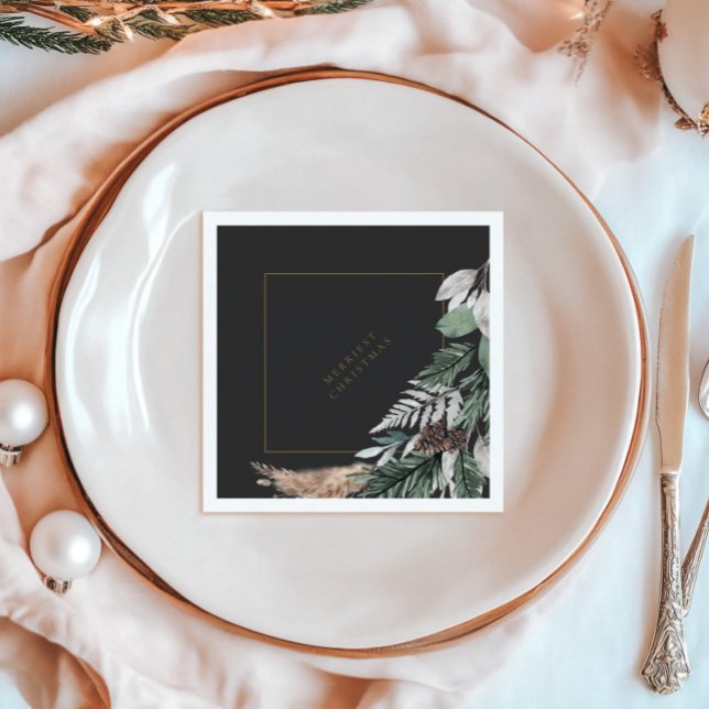 Elegantes Minimalistisches Weihnachtsbuch Napkin P Serviette (Elegant Minimalist Christmas Party Paper Napkin)