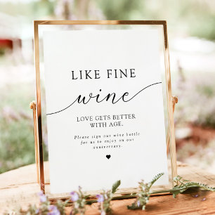 Elegantes minimalistisches Wein-Hochzeitsgästebuch Poster