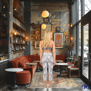 Elegantes Minimalistisches Weiß- und Graumuster Capri Leggings