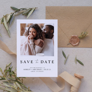 Elegantes Minimalistisches weißes Foto Save the Da Date