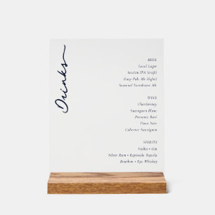 Elegantes minimalistisches weißes Menü-Schild Acrylschild