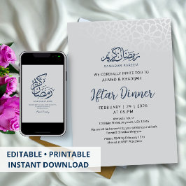 Elegantes minimalistisches weißes Ramadan-Iftar-Di Einladung