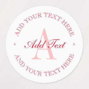 Elegantes Minimalistisches White & Red Monogram wa Etiketten