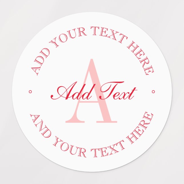 Elegantes Minimalistisches White & Red Monogram wa Etiketten (Design 3)