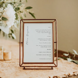 Elegantes Minimalistisches White Script Custom Wed Menükarte