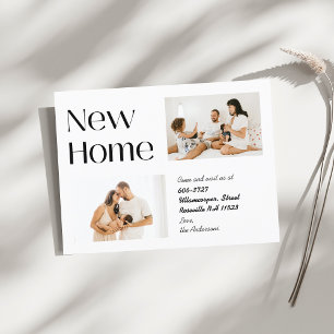 Elegantes Minimalistisches Zwei-Foto-neues Zuhause Ankündigungspostkarte