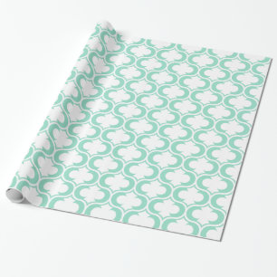 Elegantes Mint Blue White Lattice Muster Geschenkpapier
