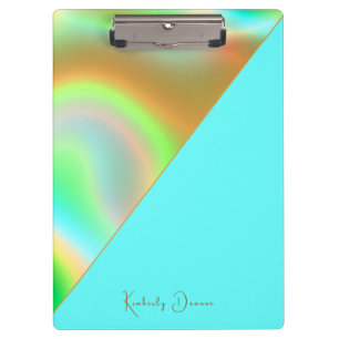 Elegantes Mint-Gold-Holografie-Notizbuch Klemmbrett