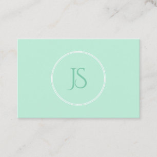 Elegantes Mint Green Modern Monogram Simple Visitenkarte