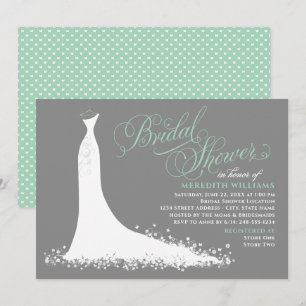 Elegantes Mint Green Wedding Gown Brautparty Einladung