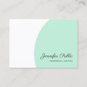Elegantes Mint Green White Handwriting Script Visitenkarte