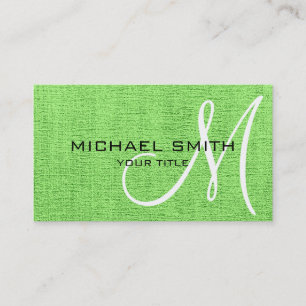 Elegantes Mint-Monogramm im Canvas-Look Visitenkarte