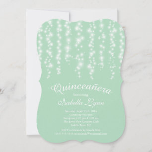 Elegantes Minze-Funkellicht Quinceñera Party Einladung