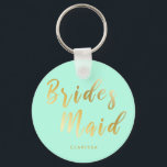 Elegantes Minzgrün und Goldmedaille Schlüsselanhänger<br><div class="desc">Stilvolles Design in den Imitaten gold & mint grün.</div>