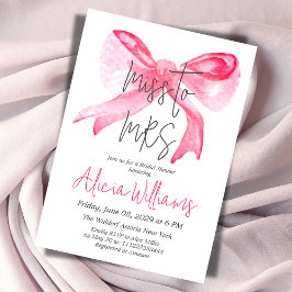 Elegantes Miss an MRS. Ribbon Pink Bow Brautparty Einladung