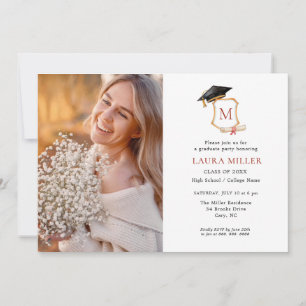 Elegantes Mit Monogramm Abschluss Foto Einladung