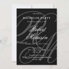 Elegantes Mit Monogramm Bacherlor-Party mit QR-Cod Einladung