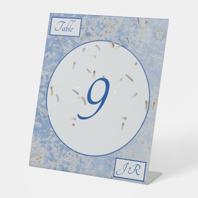 Elegantes Mit Monogramm Blau und Grau Sockelschild (Vorderseite)