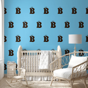 Elegantes Mit Monogramm Brown Simple Stagased Blue Tapete