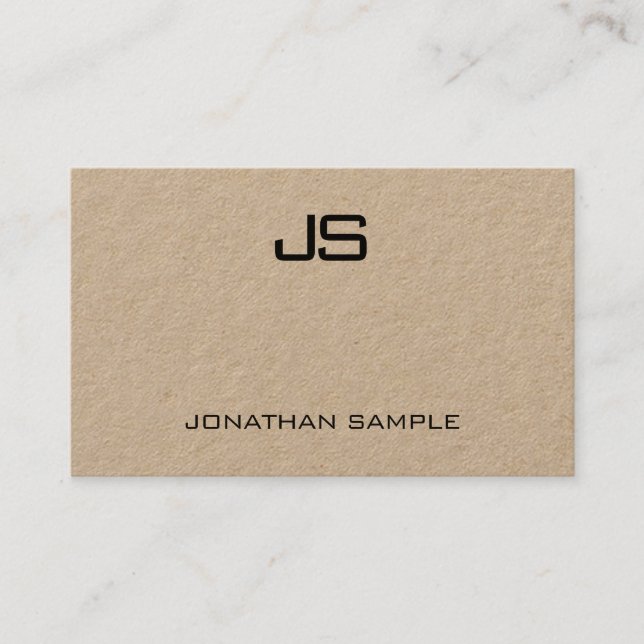 Elegantes Mit Monogramm Echtkraftpapier Modernes Visitenkarte (Vorderseite)
