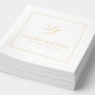 Elegantes Mit Monogramm einfaches Skript Hochzeit Servietten Mit Folie