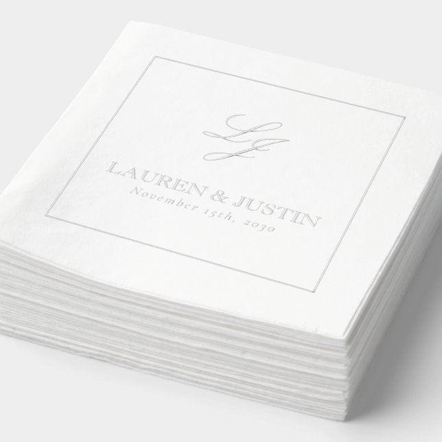 Elegantes Mit Monogramm Einfaches Skript-Hochzeits Servietten Mit Folie (Ausschnitt)