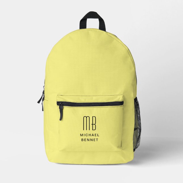 Elegantes Mit Monogramm-Gelb Bedruckter Rucksack (Vorderseite)