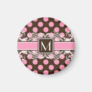 Elegantes Mit Monogramm geometrisches Punktmuster Magnet