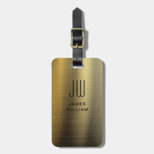 Elegantes Mit Monogramm-Gold-Brushed-Metallic Gepäckanhänger