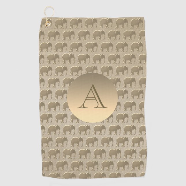 Elegantes Mit Monogramm Gold Golfhandtuch (Vorderseite)