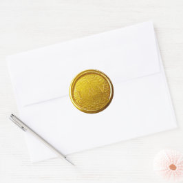 Elegantes Mit Monogramm Gold Wax Siegel Hochzeit Runder Aufkleber