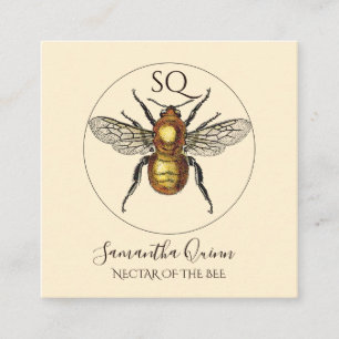Elegantes Mit Monogramm Golden Bee Circle Logo Quadratische Visitenkarte