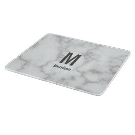 Elegantes Mit Monogramm Imitat Weißer Marmor Schneidebrett