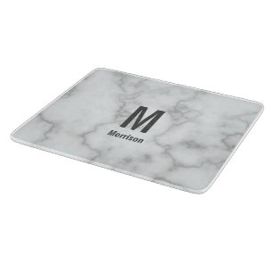 Elegantes Mit Monogramm Imitat Weißer Marmor Schneidebrett
