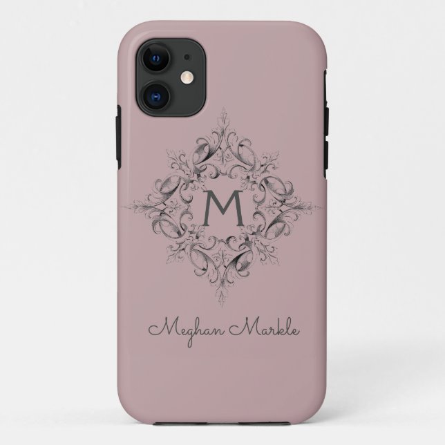 Elegantes Mit Monogramm klassisches Pink Case-Mate iPhone Hülle (Rückseite)