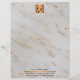 Elegantes, mit Monogramm Kupfergold aus weiblichem Briefbogen