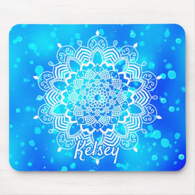 Elegantes Mit Monogramm Mandala-Muster Mousepad (Vorne)