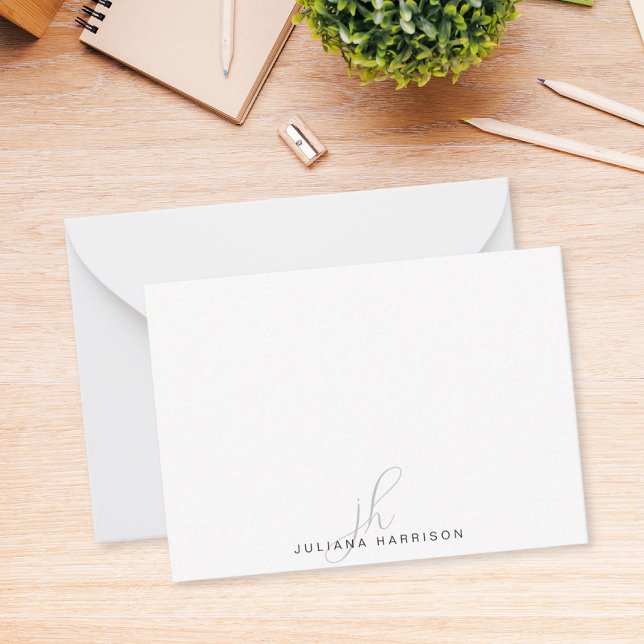 Elegantes Mit Monogramm Personalisiert Mitteilungskarte (Elegant Monogrammed Personalized Note Card)