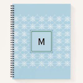 Elegantes Mit Monogramm Pulver Blaue Schneeflocken Notizbuch