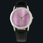 Elegantes Mit Monogramm rosa gebürstetes Metallic Armbanduhr<br><div class="desc">Personalisierte elegante,  Mit Monogramm rosafarbene Metalluhr.</div>
